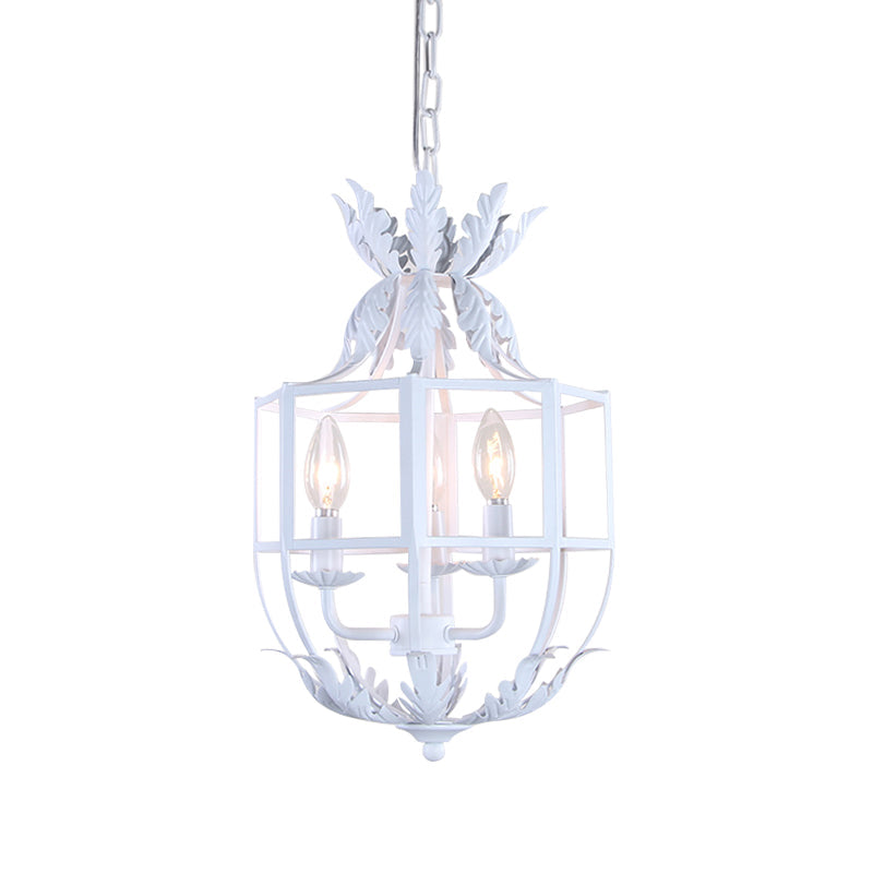 Classic 3-Head Chandelier Pendant Lamp With Metal Wire Cage Shade Ideal For Living Room Lighting