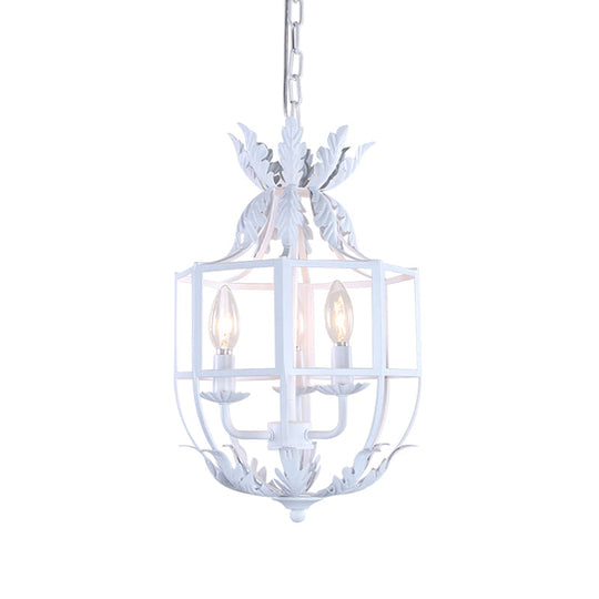 Classic 3-Head Chandelier Pendant Lamp With Metal Wire Cage Shade Ideal For Living Room Lighting