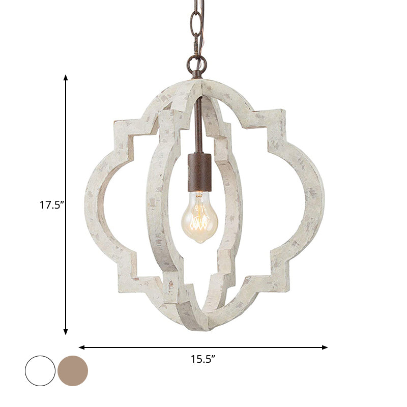 Traditional Wood Drop Pendant Hanging Light Fixture For Living Room