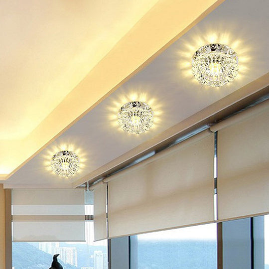 Lampe LED à montage au plafond en cristal - Éclairage encastré chromé moderne pour couloir