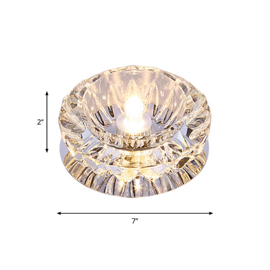 Plafonnier LED minimaliste en cristal transparent chromé avec abat-jour en forme de bol - Idéal pour le hall d'entrée