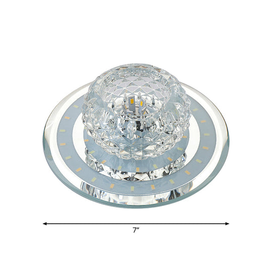 Sleek Crystal Led Foyer Ceiling Light - Geometric Design Chrome Flush Mount