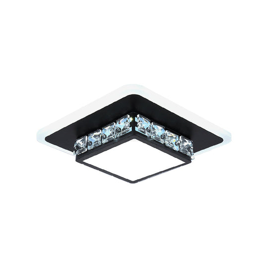 Contemporary Crystal Flush Mount LED Ceiling Lamp with Geometric Design and Acrylic Shade