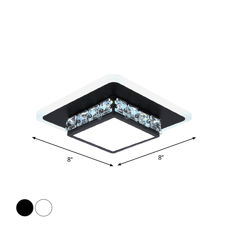 Contemporary Crystal Flush Mount LED Ceiling Lamp with Geometric Design and Acrylic Shade