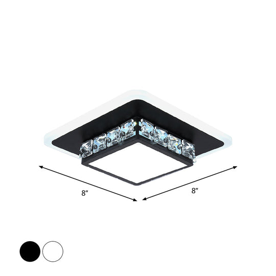 Contemporary Crystal Flush Mount Led Ceiling Lamp With Geometric Design And Acrylic Shade