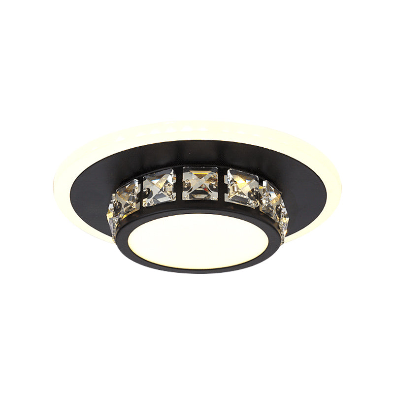 Contemporary Crystal Flush Mount Led Ceiling Lamp With Geometric Design And Acrylic Shade