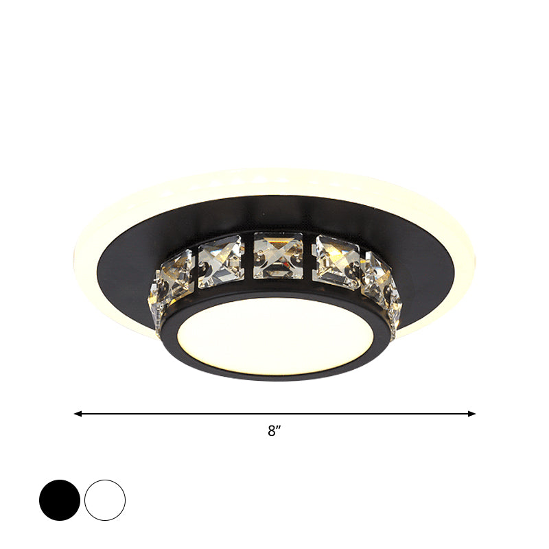 Contemporary Crystal Flush Mount Led Ceiling Lamp With Geometric Design And Acrylic Shade
