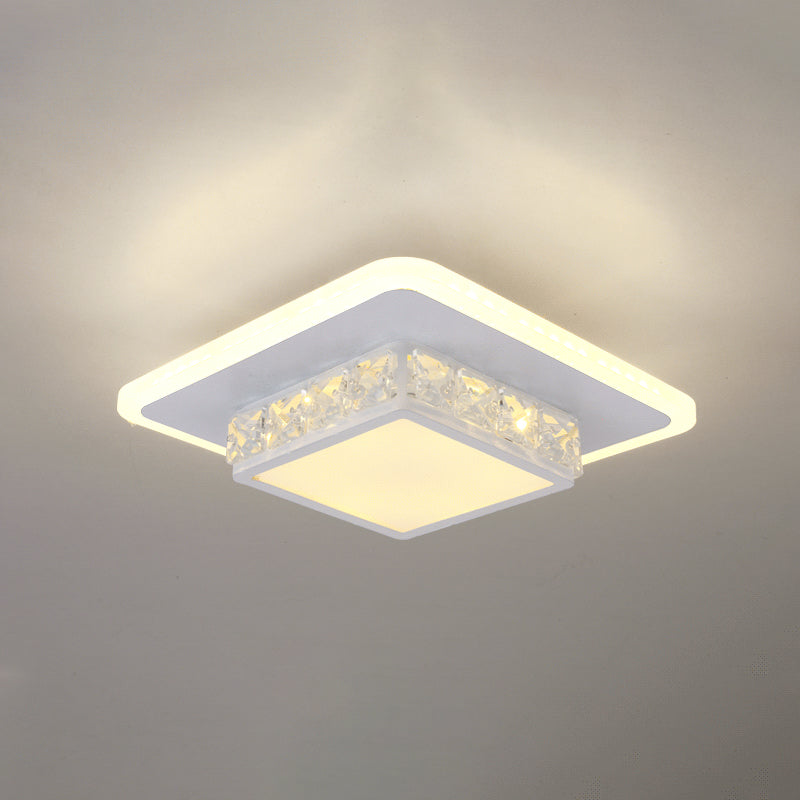 Contemporary Crystal Flush Mount LED Ceiling Lamp with Geometric Design and Acrylic Shade