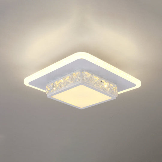 Contemporary Crystal Flush Mount Led Ceiling Lamp With Geometric Design And Acrylic Shade