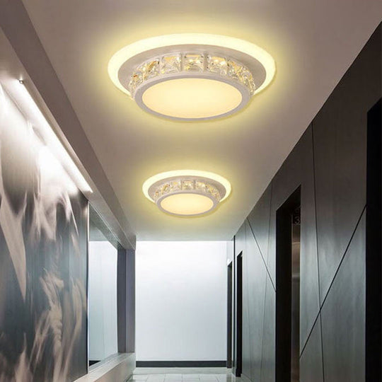 Contemporary Crystal Flush Mount LED Ceiling Lamp with Geometric Design and Acrylic Shade