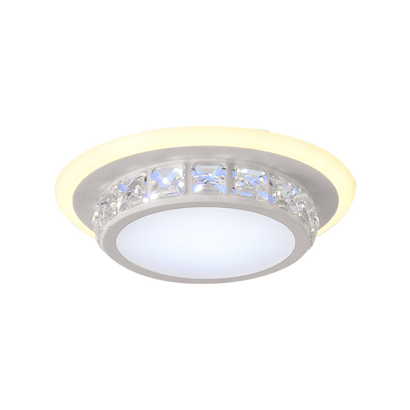 Contemporary Crystal Flush Mount Led Ceiling Lamp With Geometric Design And Acrylic Shade