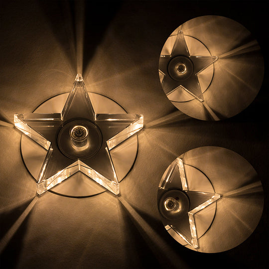 Contemporary LED Star-Shaped Crystal Ceiling Lamp for Hallway