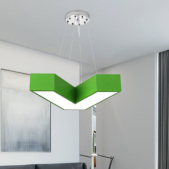V-Shaped Pendant Chandelier Acrylic Led Hanging Light For Bedroom - Modern & Stylish Design In