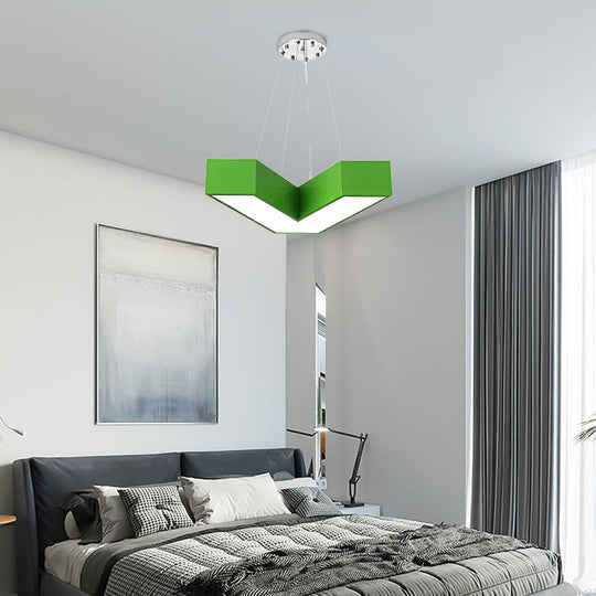 V-Shaped Pendant Chandelier Acrylic Led Hanging Light For Bedroom - Modern & Stylish Design In