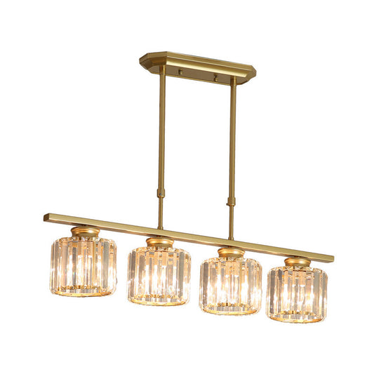 Clear Crystal Pendant Island Light - Elegant Hanging Fixture For Dining Room