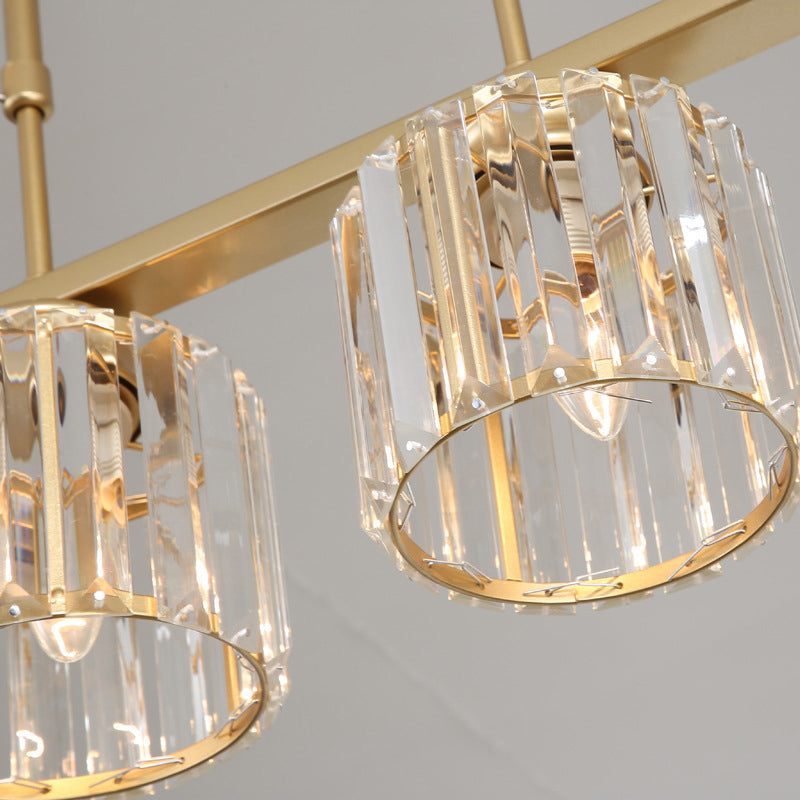 Clear Crystal Pendant Island Light - Elegant Hanging Fixture For Dining Room