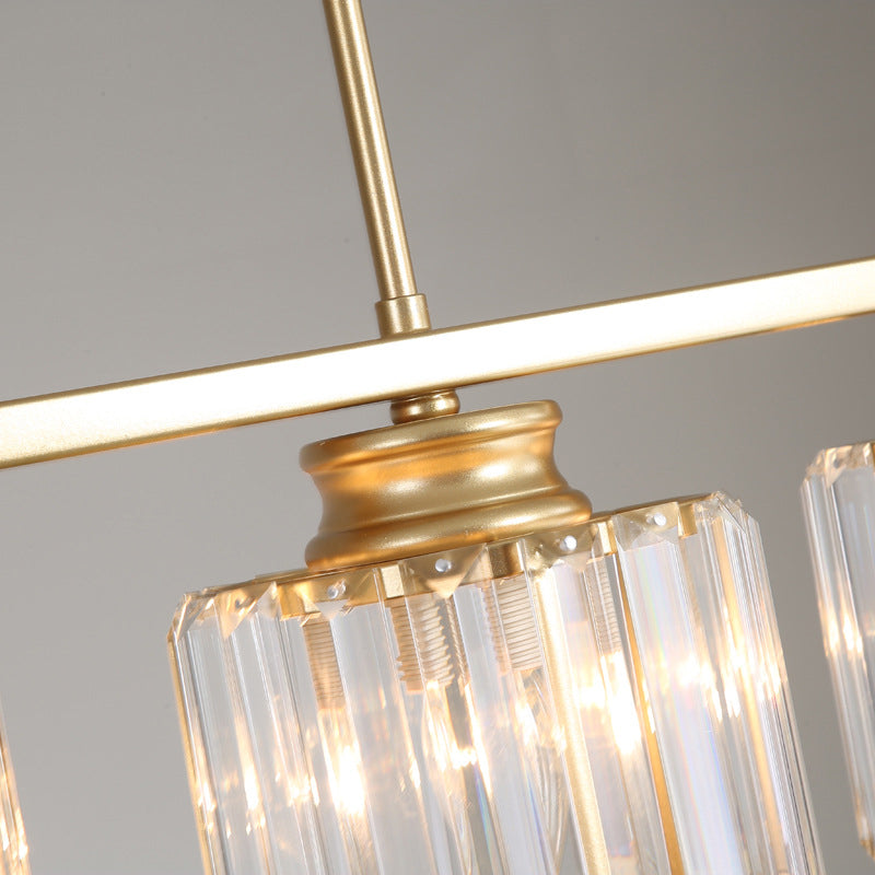 Clear Crystal Pendant Island Light - Elegant Hanging Fixture For Dining Room