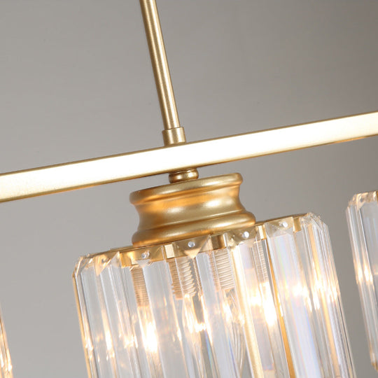 Clear Crystal Pendant Island Light - Elegant Hanging Fixture For Dining Room