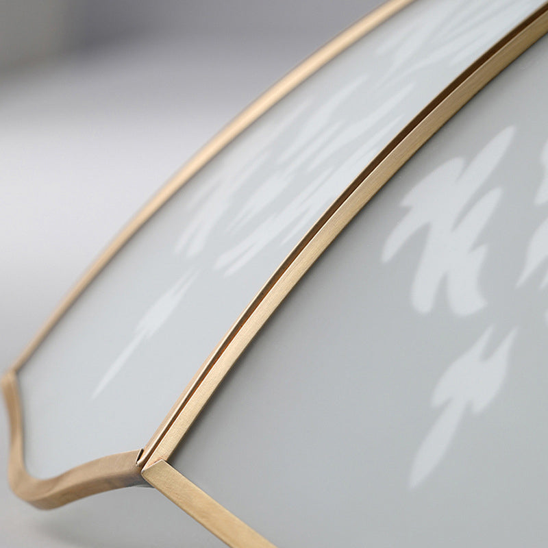 Semi Flush Mount Farmhouse Bowl Light with Frosted Glass, Brass Finish, and Orb Crystal Accent