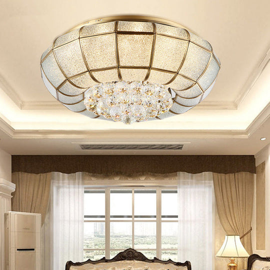 Plafonnier encastré à LED en laiton de style campagnard avec verre à goutte et drapé en cristal