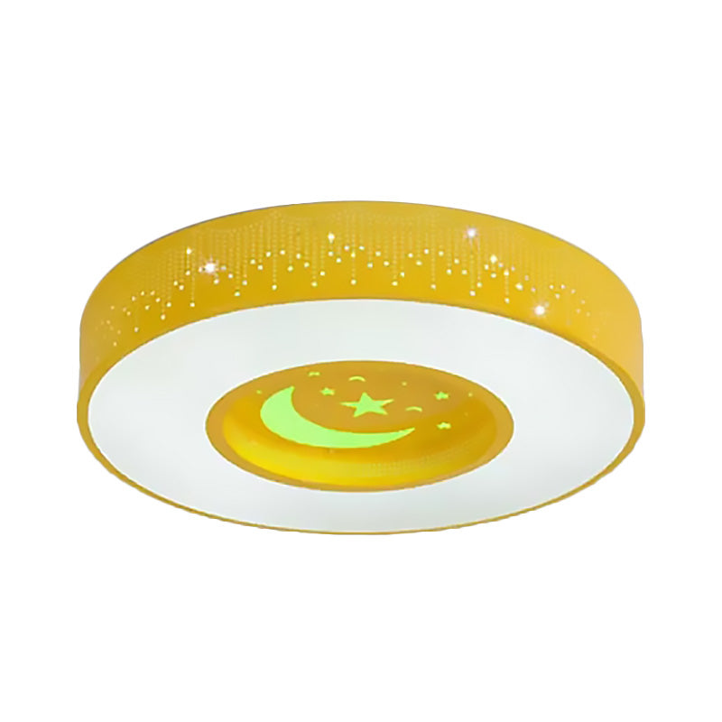 Macaron Acrylic LED Ceiling Lamp - Blue/Yellow/Green, 16"/19.5"/23.5" Round Flush Mount, Bedroom Lighting