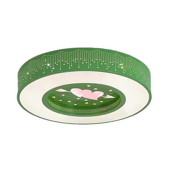 Macaron Acrylic LED Ceiling Lamp - Blue/Yellow/Green, 16"/19.5"/23.5" Round Flush Mount, Bedroom Lighting