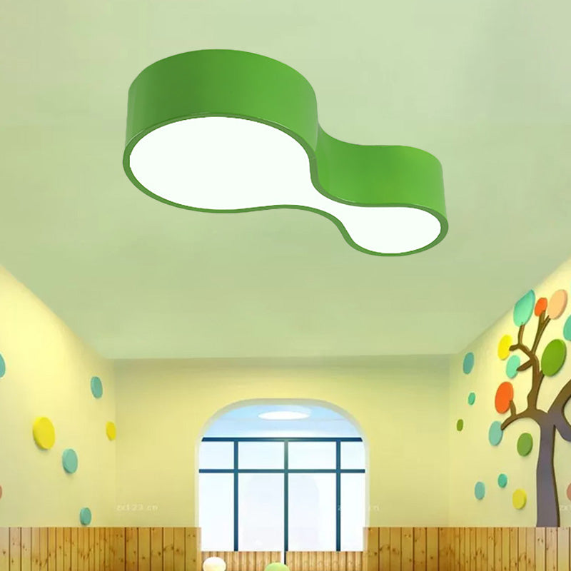 Contemporary Acrylic LED Flush Mount Light for Kindergarten - Red/Yellow/Blue/Green Gourd Shape - Third Gear/White Light