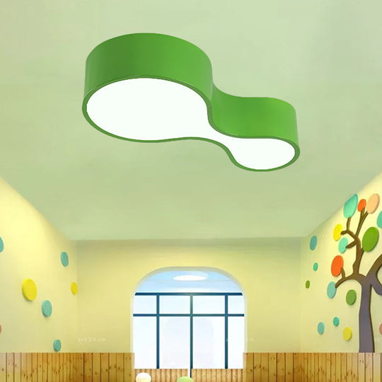Contemporary Acrylic LED Flush Mount Light for Kindergarten - Red/Yellow/Blue/Green Gourd Shape - Third Gear/White Light