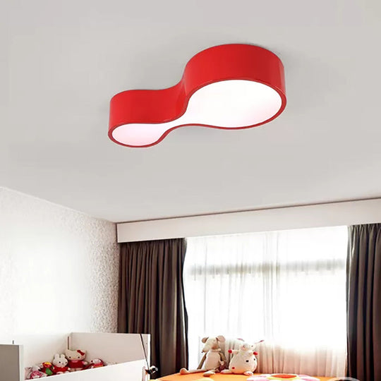 Contemporary Acrylic LED Flush Mount Light for Kindergarten - Red/Yellow/Blue/Green Gourd Shape - Third Gear/White Light