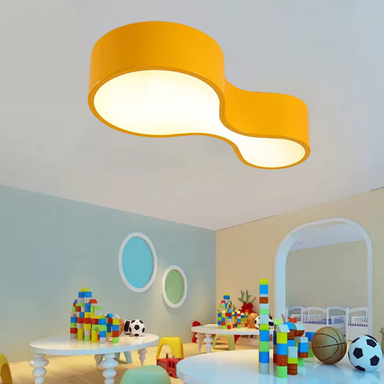 Contemporary Acrylic Led Flush Mount Light For Kindergarten - Red/Yellow/Blue/Green Gourd Shape