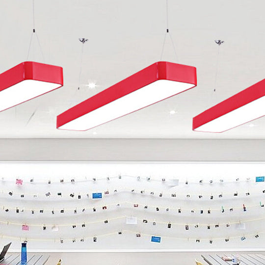 Stylish Acrylic Led Rectangle Chandelier In Warm/White Light For Office Decor Red / Warm