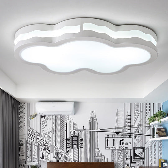 Cartoon Clouds Flush Mount Light - White Acrylic Ceiling Fixture For Childrens Room / 22.5