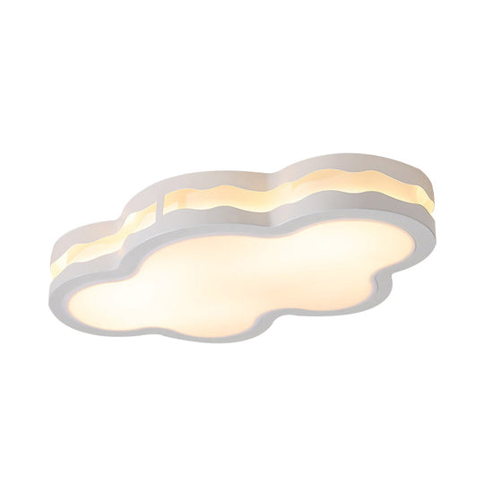 Cartoon Clouds Flush Mount Light - White Acrylic Ceiling Fixture for Children's Room