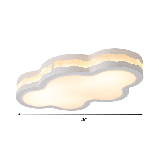 Cartoon Clouds Flush Mount Light - White Acrylic Ceiling Fixture for Children's Room