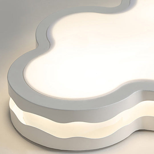 Cartoon Clouds Flush Mount Light - White Acrylic Ceiling Fixture For Childrens Room