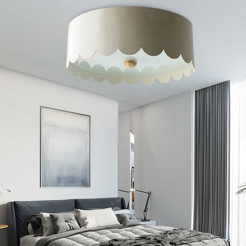 Modern Monochromatic Round Flush Mount Ceiling Light for Bedrooms with Acrylic Fixture