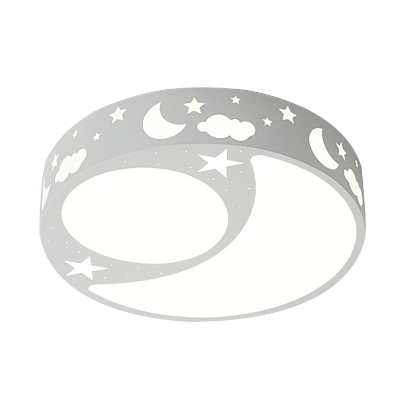 Kid's Cartoon LED Ceiling Light with Moon Acrylic Fixture - Perfect for Bedrooms
