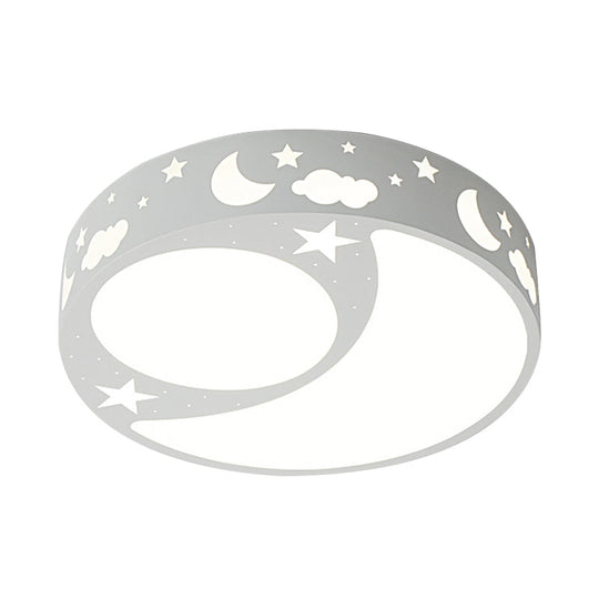 Kid's Cartoon LED Ceiling Light with Moon Acrylic Fixture - Perfect for Bedrooms