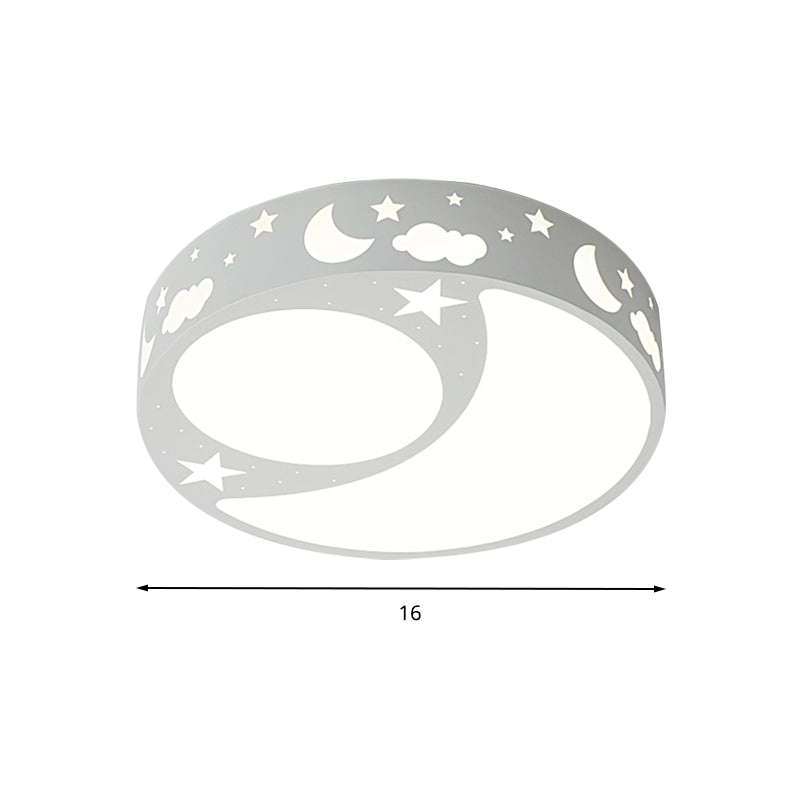 Kid's Cartoon LED Ceiling Light with Moon Acrylic Fixture - Perfect for Bedrooms