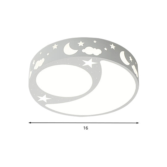 Kid's Cartoon LED Ceiling Light with Moon Acrylic Fixture - Perfect for Bedrooms