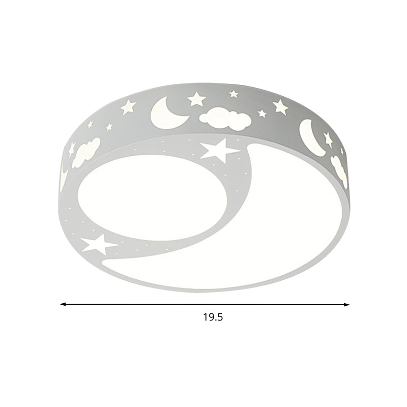 Kid's Cartoon LED Ceiling Light with Moon Acrylic Fixture - Perfect for Bedrooms