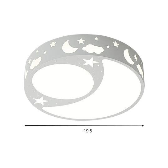 Kid's Cartoon LED Ceiling Light with Moon Acrylic Fixture - Perfect for Bedrooms