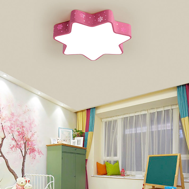 15"/19"/23" Macaron Star Ceiling Mounted LED Flush Light in Pink/Blue for Kid's Bedroom - Warm/White/2 Color Light