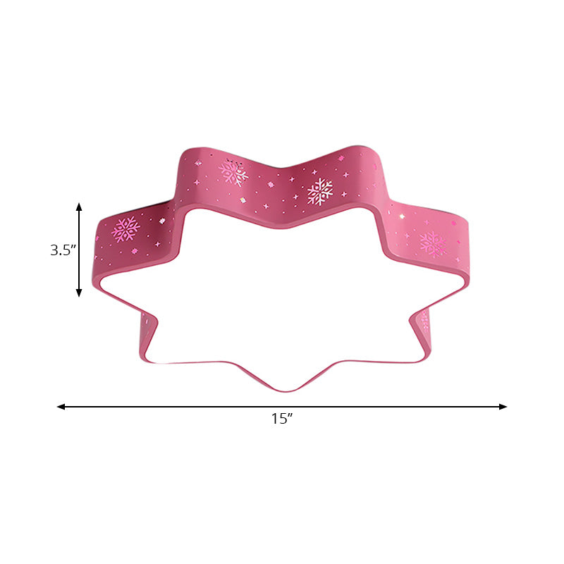 15/19/23 Macaron Star Ceiling Mounted Led Flush Light In Pink/Blue For Kids Bedroom - Warm/White/2