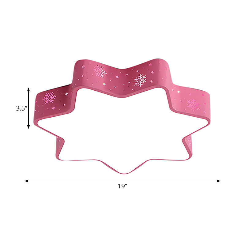 15"/19"/23" Macaron Star Ceiling Mounted LED Flush Light in Pink/Blue for Kid's Bedroom - Warm/White/2 Color Light