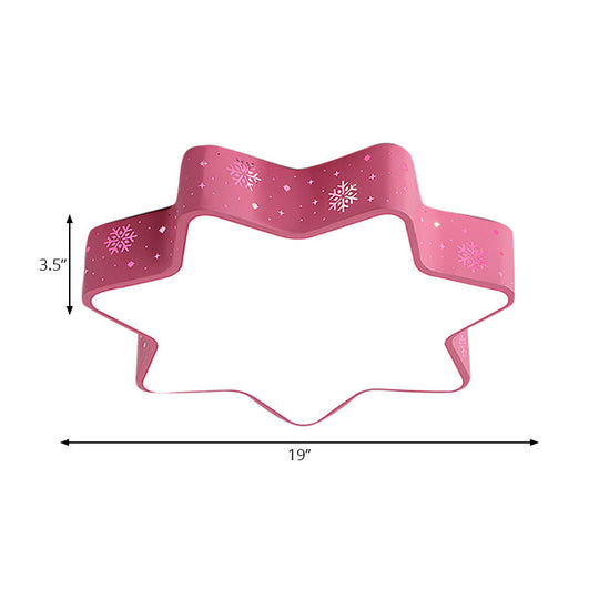 15"/19"/23" Macaron Star Ceiling Mounted LED Flush Light in Pink/Blue for Kid's Bedroom - Warm/White/2 Color Light