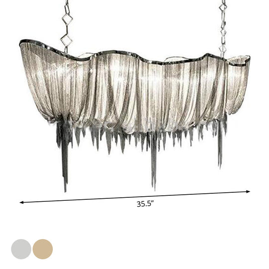 Lustre à LED moderne à chaînes drapées pour salle à manger
