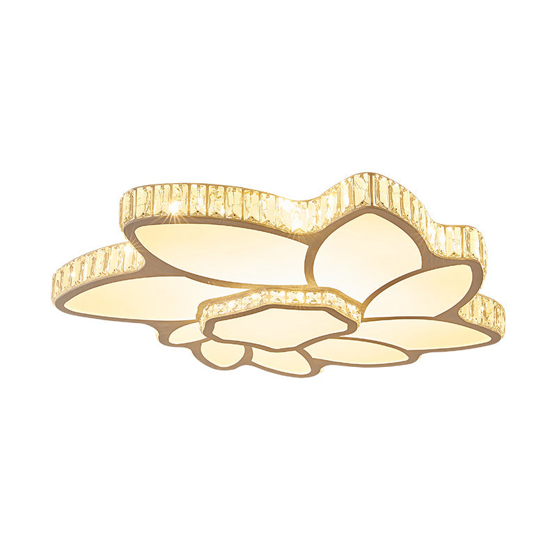 Flower Acrylic Shade Led Ceiling Light - Clear Crystal Flush Mount For Minimalist Living Room