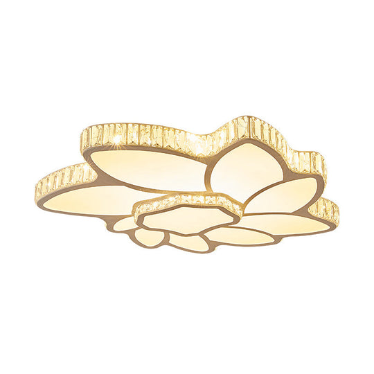Flower Acrylic Shade Led Ceiling Light - Clear Crystal Flush Mount For Minimalist Living Room