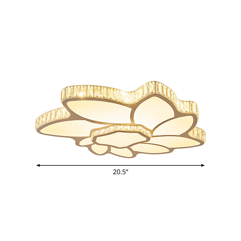 Flower Acrylic Shade Led Ceiling Light - Clear Crystal Flush Mount For Minimalist Living Room